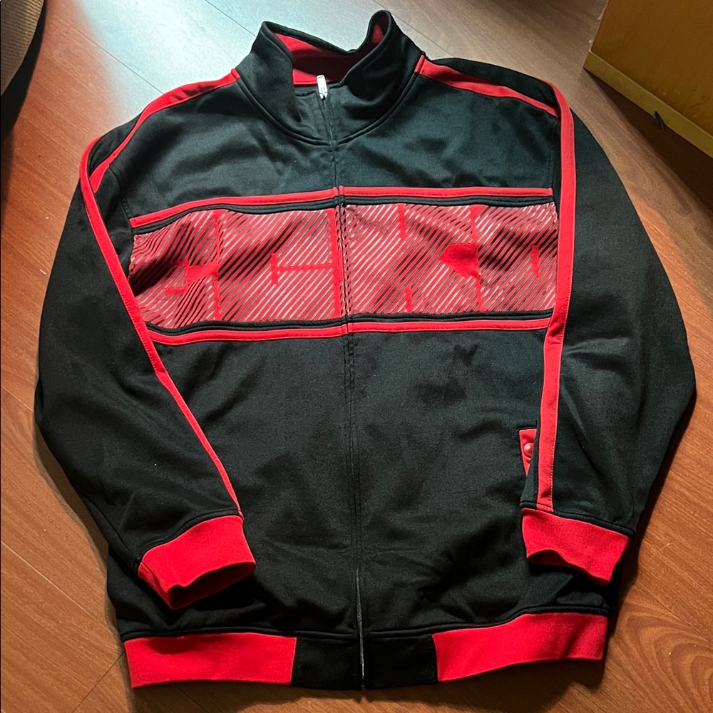 Ecko Unlimited Black and Red Track Jacket Y2K 2XL-Large